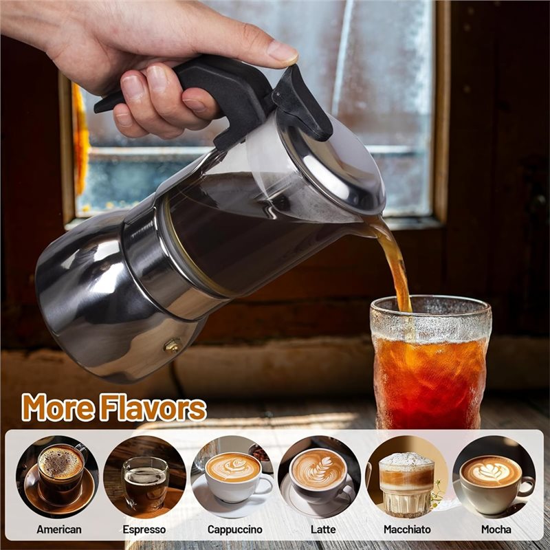 ABUI-Clear Glass 4 Cup Moka Po - Coffee Equipment For Sale ulasan dan harga